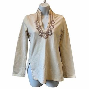 3/$30 Michael Kors Detailed Collared Cream Top XS
